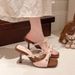 Summernew Arrival Nude Square Toe Bows Sandals Women's Daily Work Clothingslimming Lookeasiest For Match Thin Heel High Heels_vogvips.com