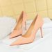 Elegant Pointed Toe Stiletto Heels For Women Ultra High Heel Dress Pumps In Satin Finish Sizes Single Shoes_vogvips.com