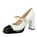 Women's Shoes Chunky Heel Mary Jane Shoes, Square Toe, Waterproof Platform, Low Mouth, Color Block, One Strap Pearl High Heel Single Shoes_vogvips.com
