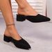 Plus Size Pointed Toe Mid Heel Slippers Spring Fashion Chunky Heel Closed Toe Women's Shoes_vogvips.com