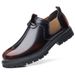 Men's Casual Work Boots - British Style Leather Round Toe Shoes With Rubber Sole, Comfortable & Breathable For Daily Wear Retro Leather Shoes_vogvips.com