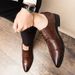 New Fashion Crocodile Pattern Pointed Toe Business Formal German Shoes Lace-up Leather Men's Retro Black Banquet Dress Wedding Men's Shoes_vogvips.com