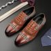 New Black And White Color-block Carved Brick Men's Shoes For Men's Business Leather British Derby Shoes Pointed Toe Banquet Wedding Leather Shoes_vogvips.com