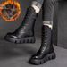 Winter New All-in-one High Top Belt Buckle Muffin Bottom Brown Single Boots_vogvips.com