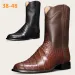Designer ShoeEuropean And American Retro Long Boots Crocodile Pattern Western Cowboy Men's Shoes 48 Large Size_vogvips.com