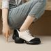 Sponge Cake Women's Round Toe Lace Up Soft Soled Single Shoes, 2025 New Autumn Color Blocked British Style Commuting_vogvips.com