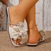 2026 New Cross-Border Plus Size Flat Women's Fashion Versatile Open-Toe Rhinestone Bow Beach Slippers_vogvips.com