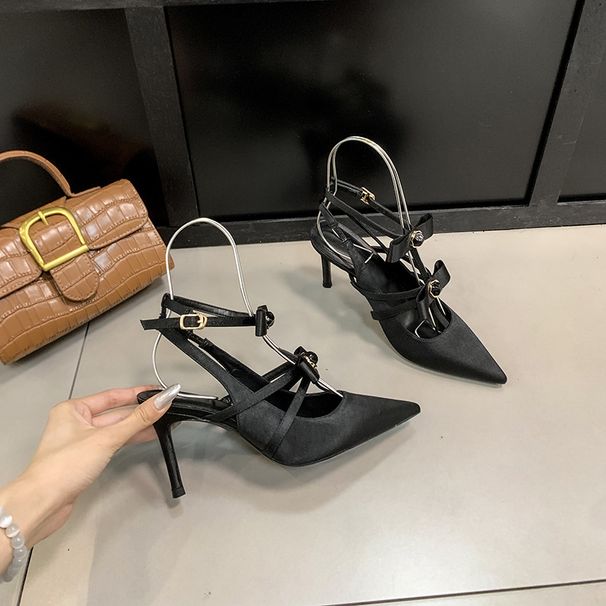 French Baotou Beautiful Black Stiletto High Heel Sandals Women_vogvips.com