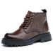 European Warm Series Men's Martin 2025 New Cotton-Padded Leather Thin British Style Mid-Top Thick Sole Height Increasing Motorcycle Black_vogvips.com