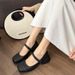 French Thick Heel Small Leather Shoes Women's Spring Fashion Versatile Retro British Style Light Mouth Buckle Single Shoes_vogvips.com