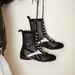 Women Boxing Boots Zhongjia Girl●3.5Cm Height-Increasing Boxing Boots For Women, Color-Block Thin Sole Short Boots, Trendy_vogvips.com