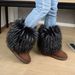 New Long Haired Boots For Women's Winter Hot Girls, Fashionable Thick Soled Midsole Boots, Imitation Fur Snow Boots_vogvips.com