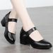 Women's Comfortable Slip-On Loafers With Chunky Heel – Breathable PU Work Shoes For Spring & Summer, Soft Rubber Sole Casual Shoes In Black_vogvips.com