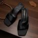 Summer Women's Fashion High Heel Slippers ZebrPatterned Hair Square Head Open Toe IndoorOutdoor Wearable SlipOn Shoes_vogvips.com
