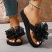 Women's Bowknot Flip-flops For Outdoor Wear, Fashionable And Versatile, Non-slip, Thick-soled, High-heeled, Trendy Beach_vogvips.com