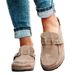 Cross-Border New Sandals Round Toe Low Heel Casual Half Slippers Solid Color Size 43 Retro Women's Shoes_vogvips.com