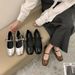 Mary Jane Mouth Chunky Heel Single Shoes Women 2024 Spring New Korean Style Square Toe Flat Shallow Soft Sole Loafers_vogvips.com