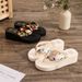Summer Ethnic Style Herringbone For Women, Bohemian Silk Ribbon Casual Lame Heel Beach Slippers_vogvips.com