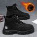 Men's Winter Snow Boots Slip-Resistant Work Boots With Fleece Lining, Anti-Slip Rubber Sole, Warm & Durable Casual Boots For Cold Weather_vogvips.com