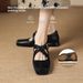 Cameido Women's Full Grain Leather Mary Jane Shoes With Hand - Grained Texture Square Toe And Cross Straps For Spring_vogvips.com