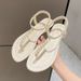 European American Style Women's Sandals To Pair With Skirts, Spring And Summer Flat Pearl Thong Sandals, Niche Retro_vogvips.com