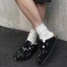 Spring Cork Mules For Men Women With Graffiti Design Wearing Beach Shoes Cow Genuine Leather Unisex Slippers Sandals_vogvips.com