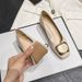 Chunky Single For Women 2025 Spring New Shallow Mouth Square Toe Mid Heel Soft Leather Granny Shoes Small Size Women's_vogvips.com