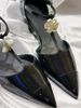 Sheepskin Version Xiaoxiangfeng Camellia Leather Mary Jane Single Women S Wedges Pointed Shoes High Heels Sandals_vogvips.com