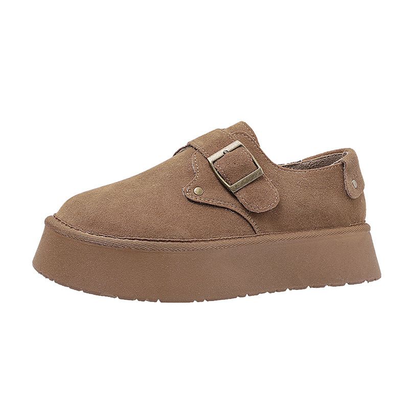 Women's Shoes Genuine Leather And Fur Snow Boots Plus Velvet And Thickened Thick Soled Winter Women's Shoes New Loafers Cotton Shoes_vogvips.com