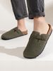 Men's Mule Shoes, New Spring Vintage Slip-On Casual Loafers With Pu Upper, Cork Grain Closed-Toe Half-Slippers, Flat Slippers With Adjustable Buckle_vogvips.com