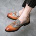 Euro Step Summer New Brogue Men's With Tassels, Breathable British Korean Style, Carved Casual Pointed Leather For Men,_vogvips.com