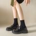 Glossy Small Leather Shoes Women's Tide Platform Heightening Lace-up Retro College British Style_vogvips.com