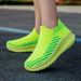 Green Platform Knit Sneakers Men Women Trainers Breathable Socks Men's Running Shoes Comfortable Slip-on Women's Sports Shoes_vogvips.com