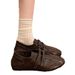 Soft Version~ Everyday Round-toe Shallow White Women's Early Spring Style, Velcro Mary Jane Shoes, Versatile Small_vogvips.com