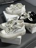 Zhao Lusi's Same Style SF Cross-pattern Canvas Shoes, Height-increasing Thick-soled Sneakers, New Vintage_vogvips.com