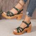 Round Toe Open Toe Thick Heel Sandals For Women Summer Large Size One Line Buckle High Heel Fashion Sandals_vogvips.com