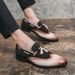 Men's One-piece Bloch Fringe Leather Shoes Size 38-48 2025 Autumn British Pointed Gradient Loafers_vogvips.com