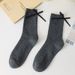 Women's & Men's Cotton Crew Socks With Bow Detail - Soft Breathable Casual Socks For Spring Summer Fall Winter - Solid Color Stackable Socks_vogvips.com