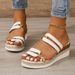 Women's Colorblock Trendy Sandals, Slip On Casual Summer Beach Slides, Non-slip Wedge Slides_vogvips.com