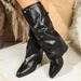 Women's Shoes Pleated High Heeled Fashion Boots 2025 Autumn New Thick Heel Large Size High Leg Trouser Boots Women Wish_vogvips.com