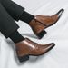 European Warm Series Genuine Pointed Toe For Men Korean Style Trendy British Martin Boots Red Hairstylist High Top Height Increasing Leather_vogvips.com