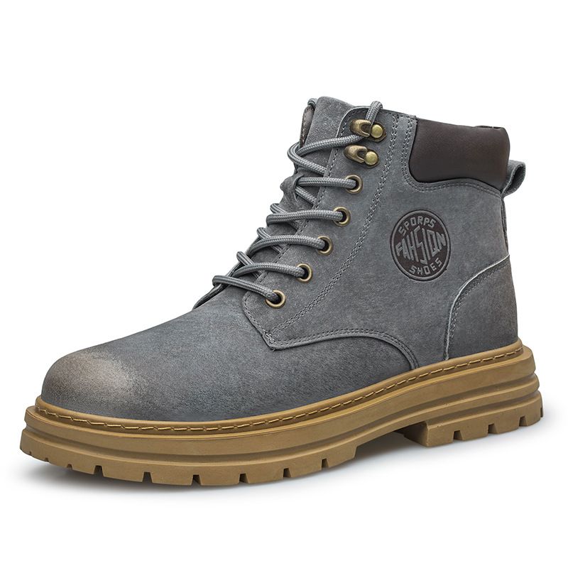 Top Leather Thick-soled Large-size Martin Boots Men's Rhubarb Boots High-top Outdoor Tooling Boots Velvet Men's Short Boots_vogvips.com