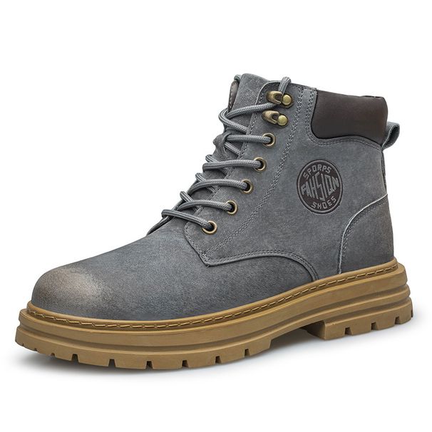 Top Leather Thick-soled Large-size Martin Boots Men's Rhubarb Boots High-top Outdoor Tooling Boots Velvet Men's Short Boots_vogvips.com