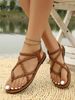 2026 New Design Simple Style Woven Flat Women, Summer Toe-loop Roman Sandals For Outdoor Wear_vogvips.com