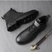 Martin Boots Men's Casual Leather Boots With Breathable Mesh Lining, Low Heel Rubber Sole, Classic Stitching Design High Top Leather Shoes Summer_vogvips.com