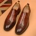 Euro Step 2025 Autumn New Men's Carved Brogue Business Slip-On British Style Pointed Formal Casual Leather Shoes_vogvips.com