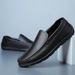 New men's bean shoes leather cowhide casual shoes soft soles soft leather shoes white breathable shoes men's shoes_vogvips.com
