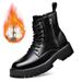 European Warm Series Martin Lightweight Thick-Soled Lace-Up Leather Autumn Winter Fleece-Lined Warm Work Round Toe Comfortable Side Zipper_vogvips.com