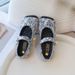 Girls' Chinese Embroidered Silk Shoes – Elegant Hanfu Princess Flats For Toddler & Kids (Black/Cream, Breathable PU Lining & Anti-Slip Sole)_vogvips.com