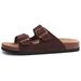 Bebealy Women's Summer Suede Slippers With Arch Support Fashion Double Buckle Geniuine Sandals Comfy Cork Footbed Beach Slides_vogvips.com